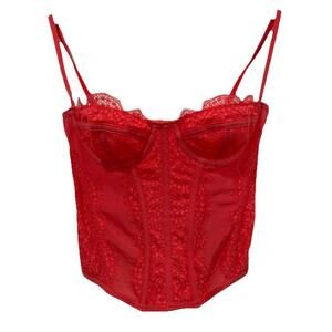 Women’s‎ Out From Under Red Corset Top Size Small S Lace Trim